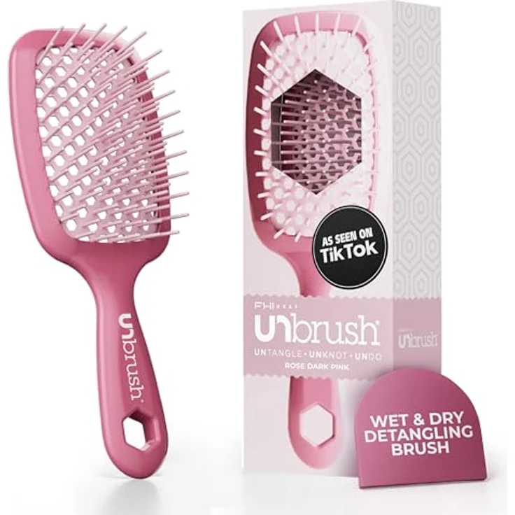 FHI Heat UNbrush, Entwirrungsbürste mit DuoFlex-Antistatikborsten, schmerzfreies Bürsten für nasses und trockenes Haar, ultraleicht, belüftet, Rose/Dunkelrosa – Bild 1