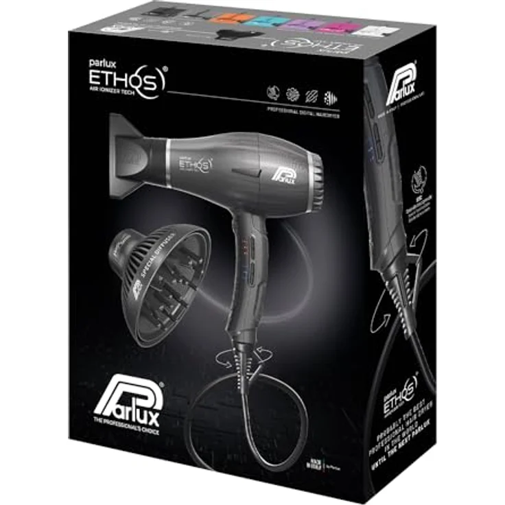 Parlux Ethos Titan, Haartrockner mit Magic Sense Diffusor, 2300 Watt, 9 Einstellungen, 3,30 m Kabel – Bild 3