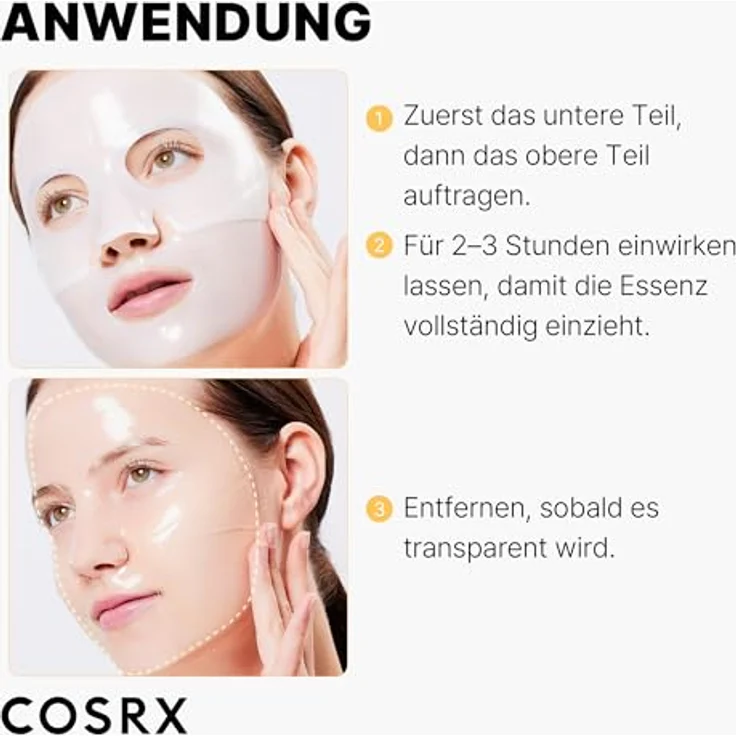 Cosrx Advanced Snail Mucin Glass Glow Hydrogel Mask, 3er-Set (34 g), intensiv hydratisierende Gesichtspflege, Glass Skin-Finish, Anti-Aging, für alle Hauttypen – Bild 6
