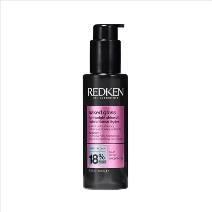 Redken Naked Gloss Lightweight Shine Oil, Haaröl mit Hitzeschutz bis 230°C, Omega-9 Fettsäuren, 100ml – Bild 1