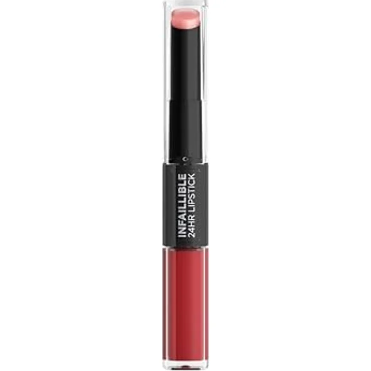 L’Oréal Paris Infaillible 2-Step Lippenstift, 5,7 g - TIMELESS RED, 24 Stunden Halt, mit Hyaluron-Gel für angenehmes Tragegefühl – Bild 1