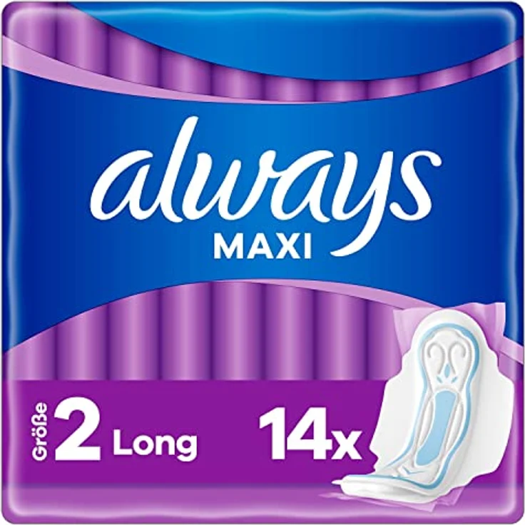 Always Maxi Binden Damen Gr. 2, Long, 14er Pack, super saugfähig, geruchsneutralisierend, mit Flügeln und Auslaufschutz – Bild 1