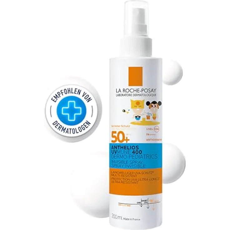 La Roche-Posay Transparentes Sonnenspray für Kinder mit LSF 50+, Wasser-, schweiß- und sandabweisend, UVMune400 Kids, Anthelios DP, 200 ml