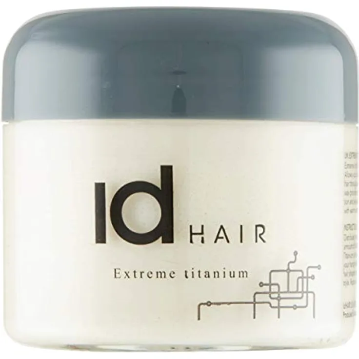 IdHAIR Extreme Titanium: Professionelles Mudwachs für stylisches Kurzhaar - Starker Halt, Glanz und Textur - Einfach auszuspülen - Parabenfrei - 100 ml