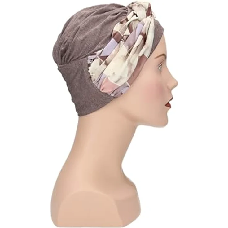 Lofty Turban Nora, stilvoller Damen-Turban aus 95 % Viskose und 5 % Elasthan, hautfreundlich und weich, ideal bei Haarausfall, modisches Muster – Bild 6