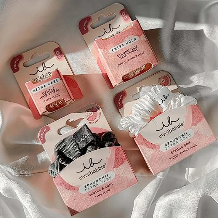 invisibobble Haargummi Extra Care Grau Scrunchie Soft as Silk, Haargummis starker Halt für Mädchen & Damen, Scrunchies Samt Grau, designed im Herzen Münchens – Bild 3