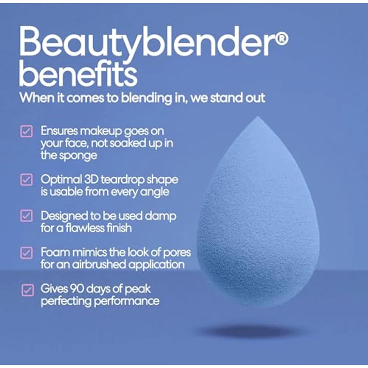 BeautyBlender Denim Make-up Schwamm - Limitierter Beauty Schwamm für Foundation, Puder & Concealer - Kosmetik-Schwamm zum Verblenden - Wiederverwendbar & Waschbar, Denim Blue – Bild 3