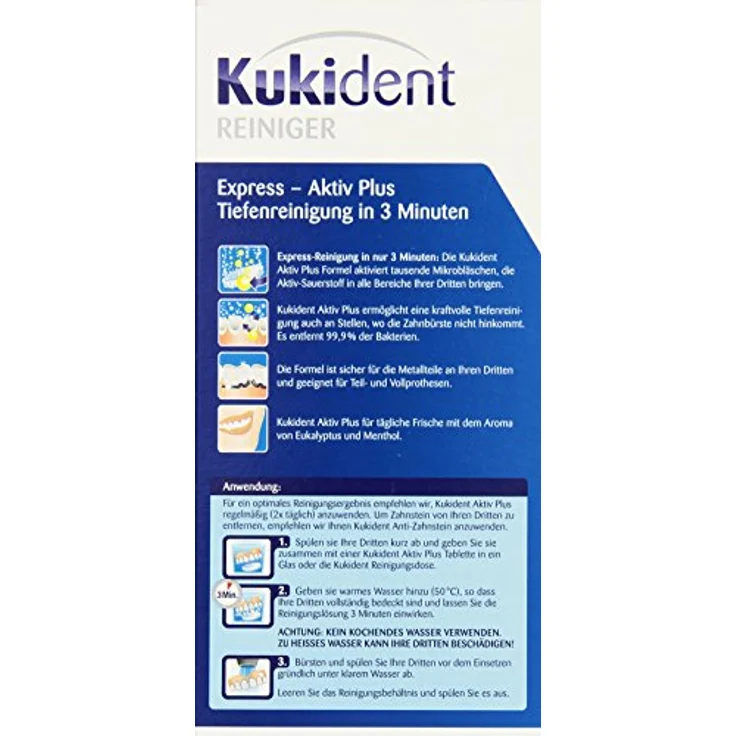 Kukident Aktiv Plus 136er-Pack Gebissreiniger mit Aktiv-Sauerstoff – Bild 2