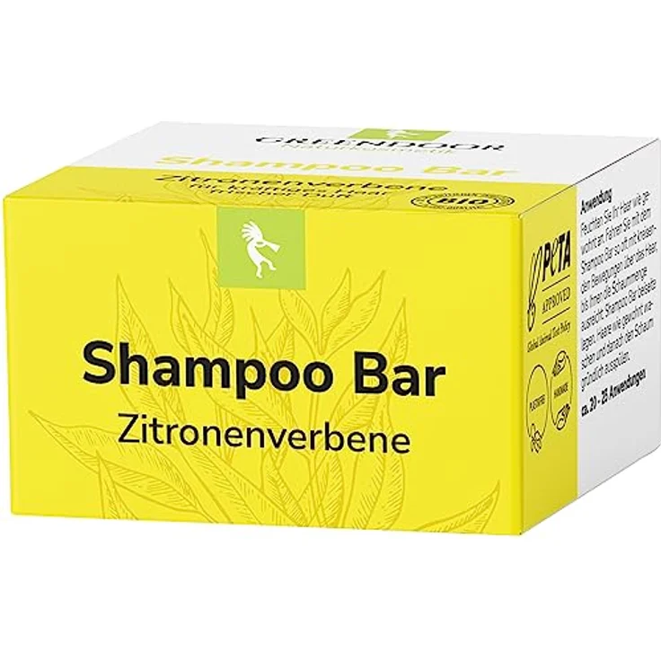 GREENDOOR Naturkosmetik Shampoo Bar Zitronenverbene 75g - Festes mildes Haarshampoo ohne Silikone, vegan mit Bio Sheabutter & Aloe Vera, natürliche Haarpflege unisex – Bild 1