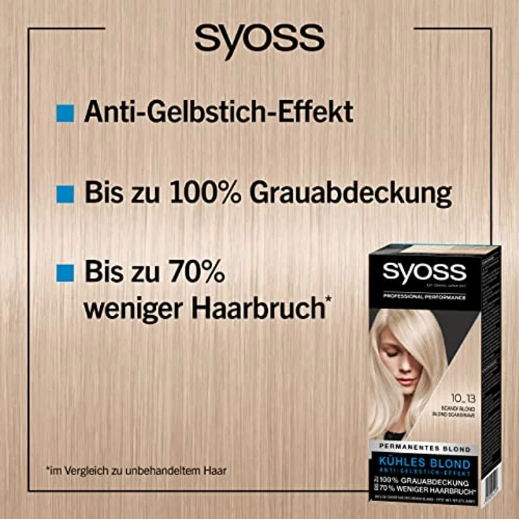 Syoss Color Coloration 10_13 Scandi Blond Stufe 3 (3 x 115 ml), Haarfarbe mit Anti-Gelbstich-Effekt für kühles Blond, 70 % weniger Haarbruch* – Bild 3