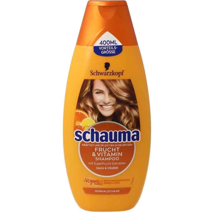 SCHAUMA Schauma Shampoo Frucht & Vitamin mit Granatapfel- & Goji-Beeren-Extrakten, 400ml für kraftvolles und glänzendes Haar