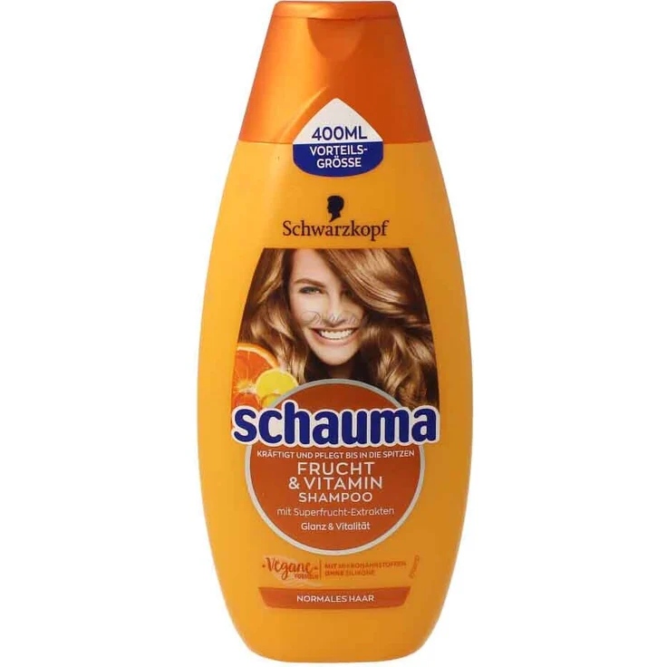 SCHAUMA Schauma Shampoo Frucht & Vitamin mit Granatapfel- & Goji-Beeren-Extrakten, 400ml für kraftvolles und glänzendes Haar