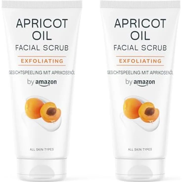 by Amazon Gesichtspeeling mit Aprikose, 2 x 100 ml, natürliche Peelingsubstanzen für alle Hauttypen, dermatologisch