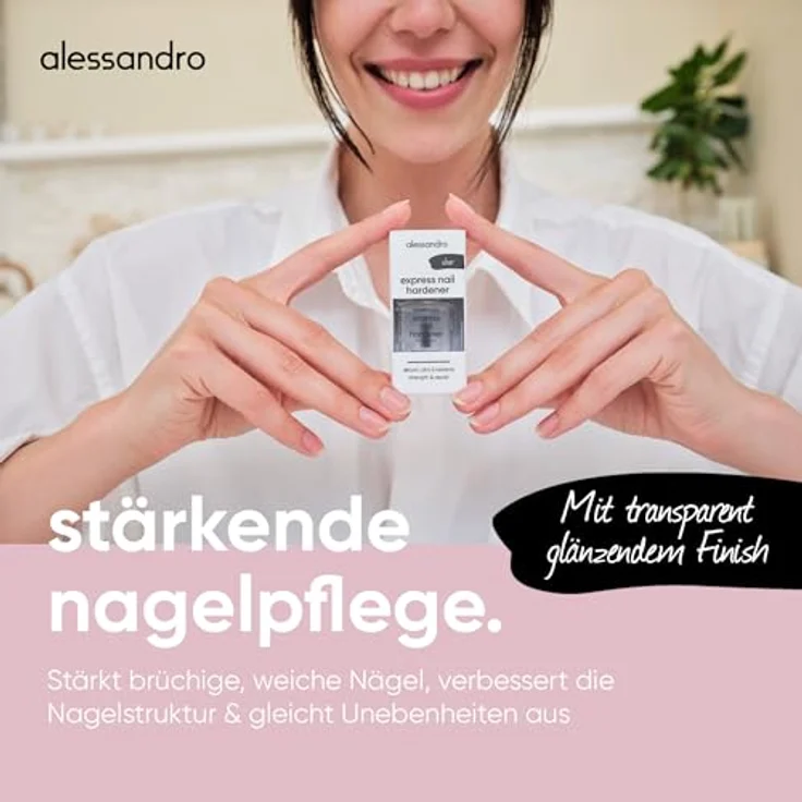 Alessandro Express Nail Hardener, Nagelhärter für Damen mit Eisen- und Calcium-Komplex, 10 ml, transparent – Bild 2