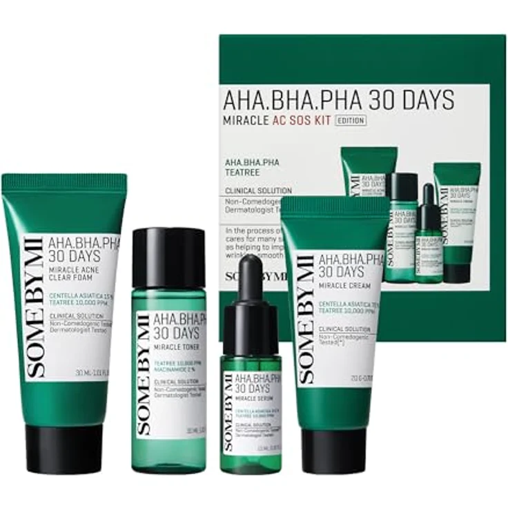 Some By Mi AHA BHA Miracle SOS Kit, Gesichtsserum mit Reinigungsschaum, Toner, Serum und Creme, 90 ml – Bild 1