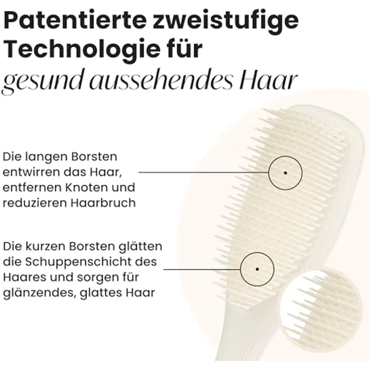 Tangle Teezer Ultimate Detangler Haarbürste, Entwirrungsbürste für nasses und trockenes Haar, zweistufige Borsten, Porzellancreme matte Oberfläche, für alle Haartypen – Bild 2