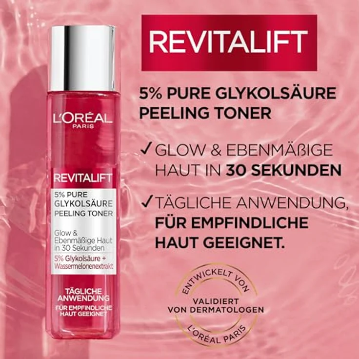 L'Oréal Paris Revitalift 5% Pure Glykolsäure Peeling Toner Gesichtspeeling 180 ml – Bild 2