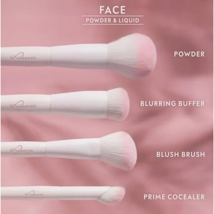 Luvia Soft Aura Brush Set, 9-teiliges Pinselset mit veganem Leder-Köcher, ultraweiche Nurai®-Fasern für natürliche Make-up-Ergebnisse – Bild 3
