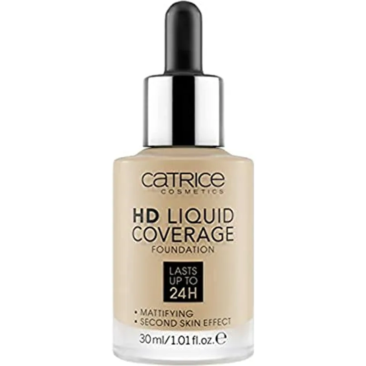 Catrice HD Liquid Coverage Foundation, Make Up, hält bis zu 24 Stunden, mattierend, Zweite-Haut-Effekt, Nr. 032 Nude Beige, nude, langanhaltend, mattierend, matt, vegan, ölfrei, wasserfest (30ml)