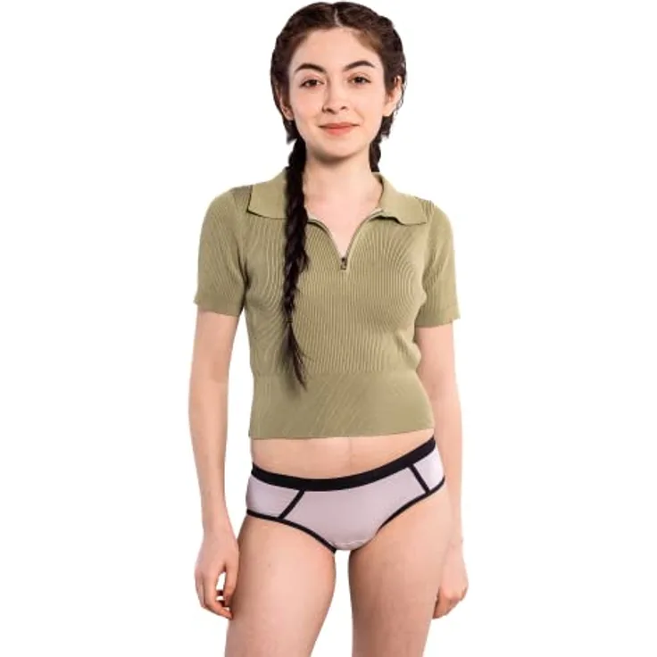 SELENACARE Periodenunterwäsche Teenager Sporty - Menstruationsunterwäsche für Teens, waschbar, 100% vegan, nachhaltig, 20ml Absorption, Grau, Größe 164