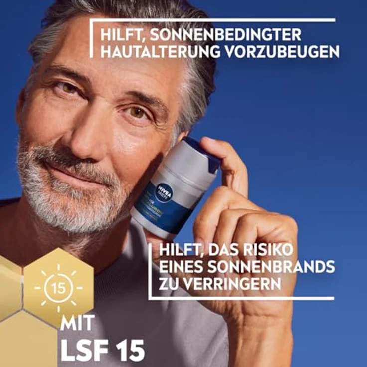 Nivea Men Anti-Age Hyaluron Feuchtigkeitscreme, Gesichtspflege mit Hyaluron, Pro-Retinol und LSF 15, 24h Feuchtigkeit und Faltenmilderung (50 ml) – Bild 5