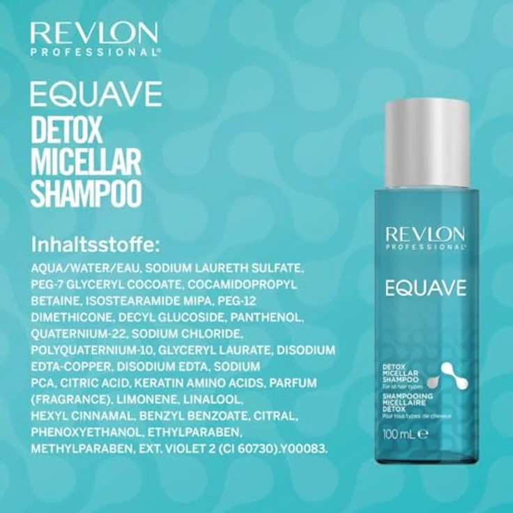 REVLON PROFESSIONAL EQUAVE Detox Micellar Shampoo, 100 ml, tiefenreinigendes Mizellen Haarshampoo mit Gel-Textur, für seidige, glänzende Haare – Bild 4