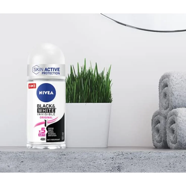 Nivea Black & White Black Invisible Original Deo Roll-On, 6er Pack (6 x 50 ml), Anti-Transpirant, Parfüm, reguliert die Atmungsaktivität – Bild 3