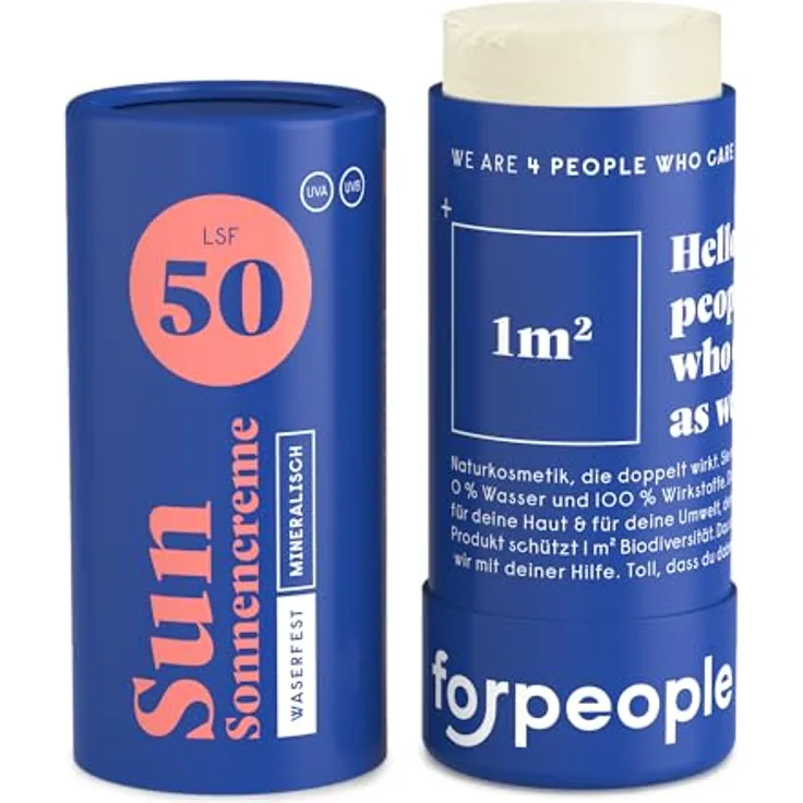 4people BIO Sonnencreme Stick LSF 50 - Wasserfeste Surf Sunscreen mit Zink - Mineralischer UV Filter - 100% natürlich - 40g