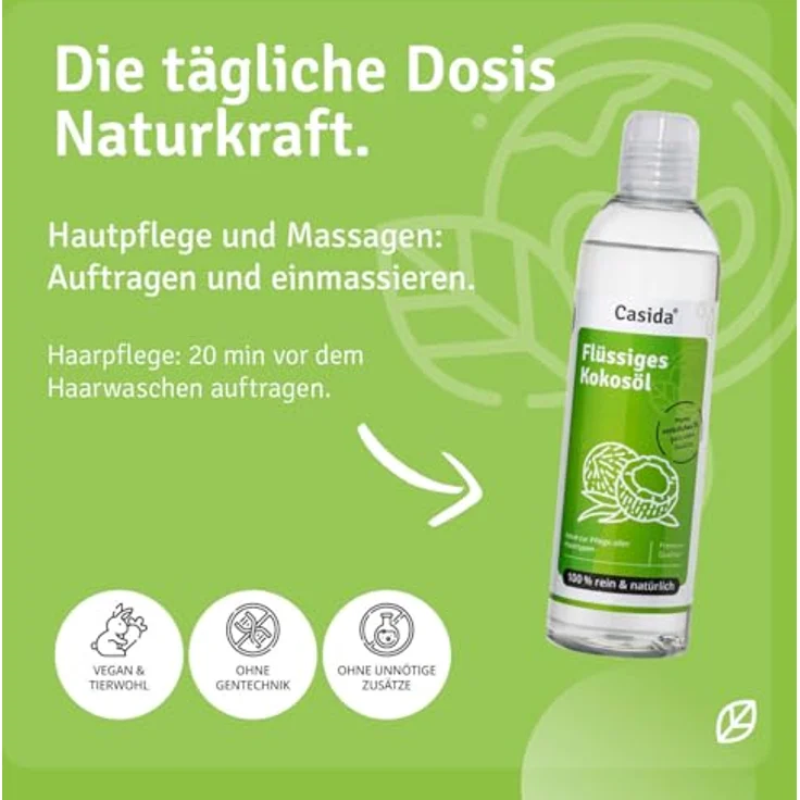 Casida Kokosöl Flüssig pur & Natürlich Körperöl 250 ml – Bild 6