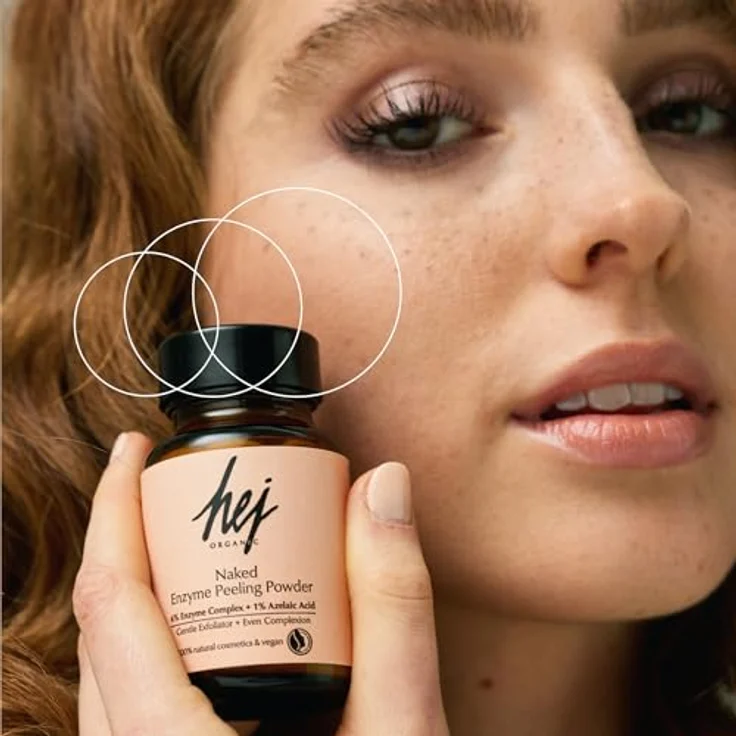 Hej Organic Naked Enzyme Peeling Powder, Gesichtspeeling für Damen mit Bio-Aprikosenkern und Azelainsäure, 30 g – Bild 4