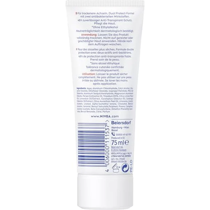 NIVEA DEO Creme dry comfort, 24h Schutz vor Achselnässe für normale Haut, 75 ml – Bild 7