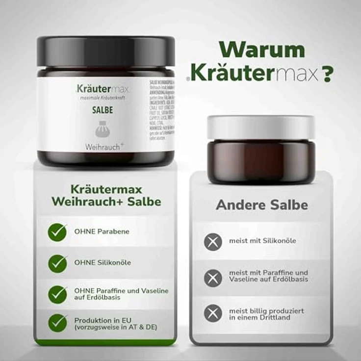Kräutermax Weihrauchsalbe Extra Stark 100 ml Hochdosiert Boswellia Creme - Natürliche Regeneration und Hautpflege – Bild 3
