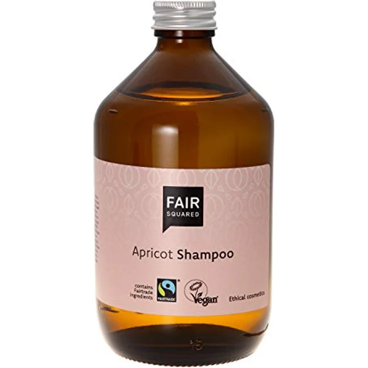 Fair Squared 500ml Shampoo ohne Silikon und Parabene – Apricot Mildes Shampoo Vegan Naturkosmetik – Fairtrade Shampoo in Braunglas – Bild 1