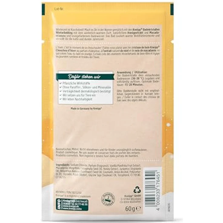 Kneipp Badekristalle Winterliebling - mit natürlichem Honigextrakt und Macadamianuss - 60g - orangefarben – Bild 2