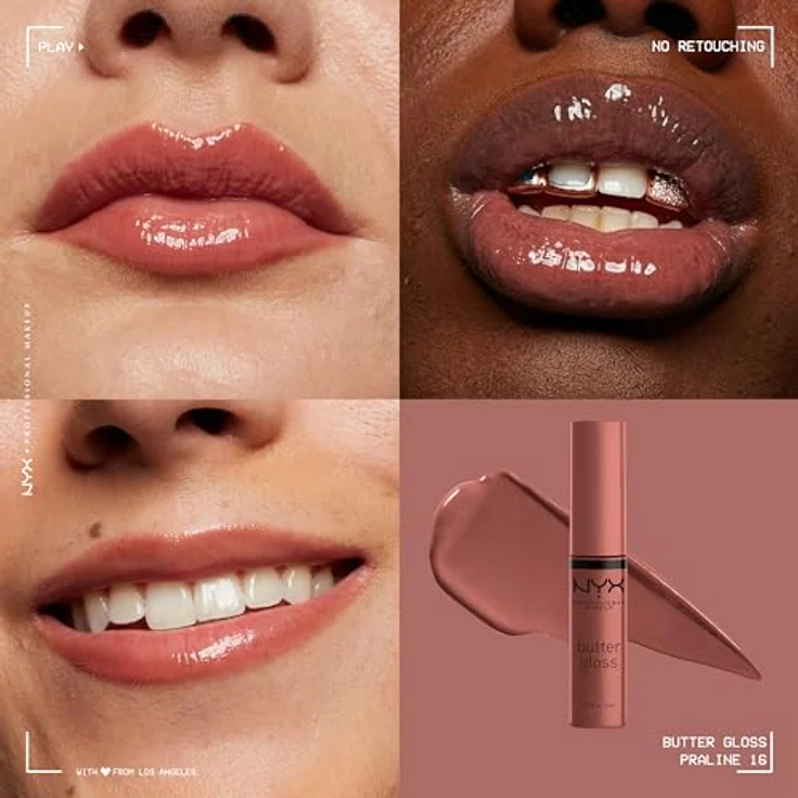 NYX Professional Makeup Lipgloss & Lipcream Butter Gloss Lipgloss Praline 16 8 ml – Bild 3