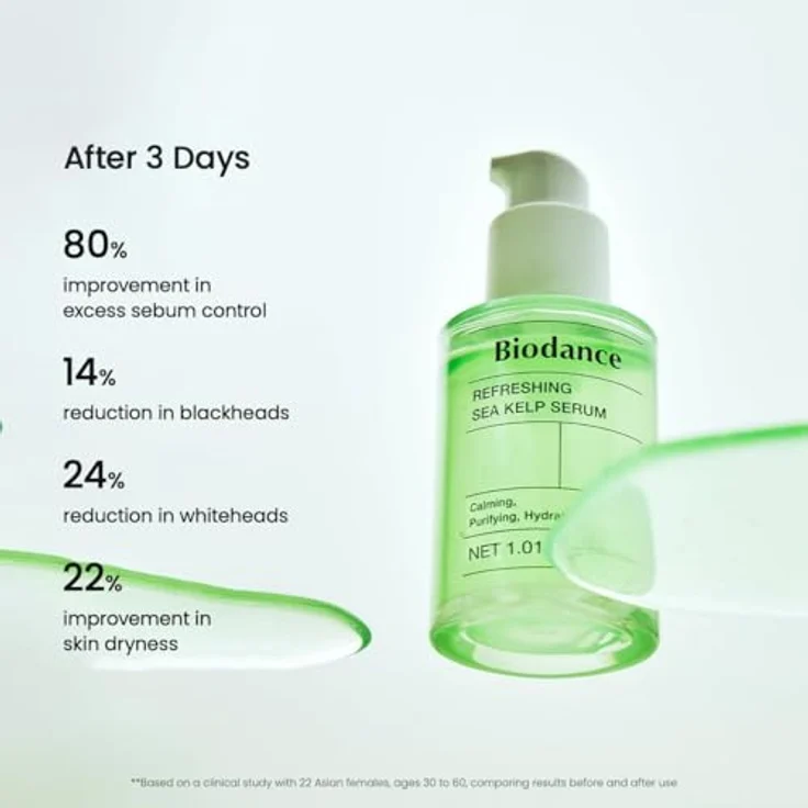 Biodance Refreshing Sea Kelp Serum, Gesichtsserum mit Niacinamid und Vitamin E, 30 ml, feuchtigkeitsspendend und porenverfeinernd – Bild 5