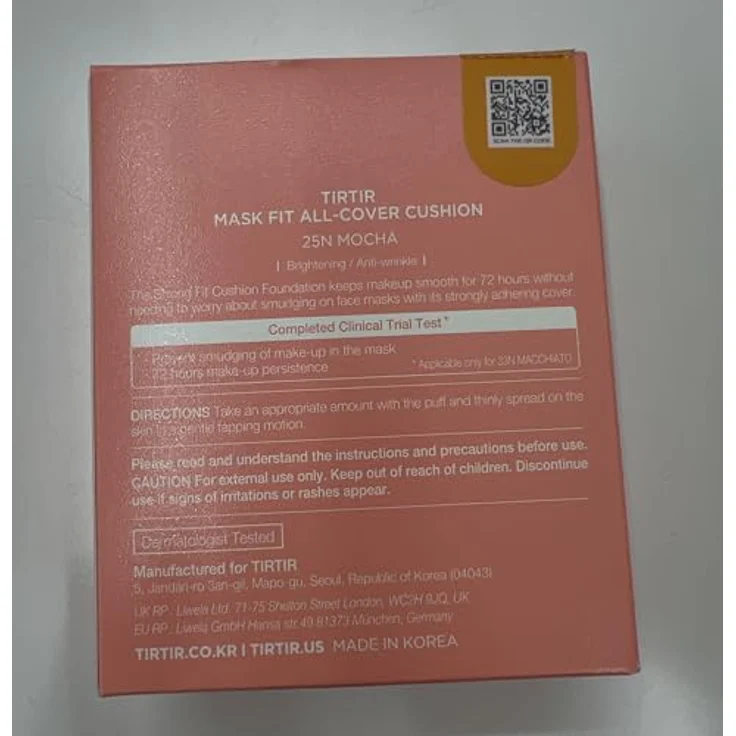 TIRTIR Mask Fit All Cover Cushion, mattierendes Make-up im Schwämmchen, Farbton 25N Mocha, 18 g, hohe Deckkraft, spendet Feuchtigkeit, leichte Anwendung – Bild 8