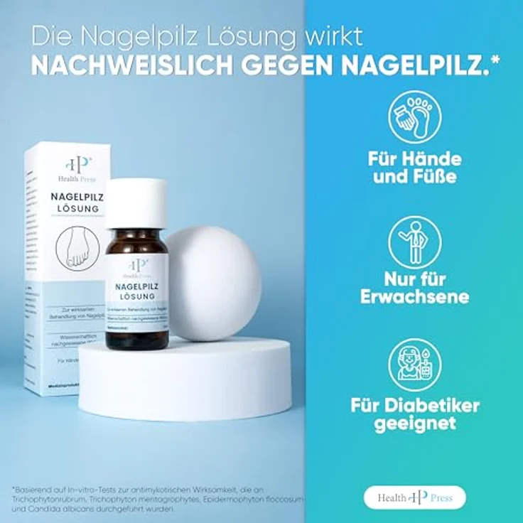 Health Press® Nagelpilz Lösung – 10ml Anti Nagelpilz Liquid – Nagelpilz Nagellack für Füße und Hände – Diabetiker geeignet – Bild 2