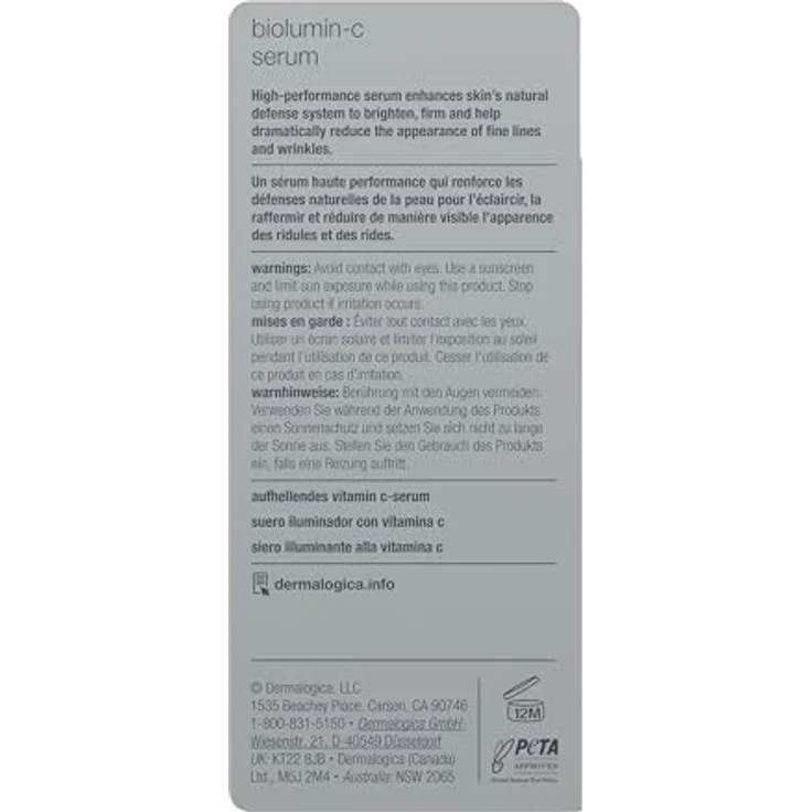 Dermalogica Biolumin-C Serum travel 10ml - Anti-Aging-Serum mit Vitamin C, für eine jugendlich frische Ausstrahlung. Entfernt Fehlpigmentierungen & reduziert feine Linien und Fältchen. – Bild 4