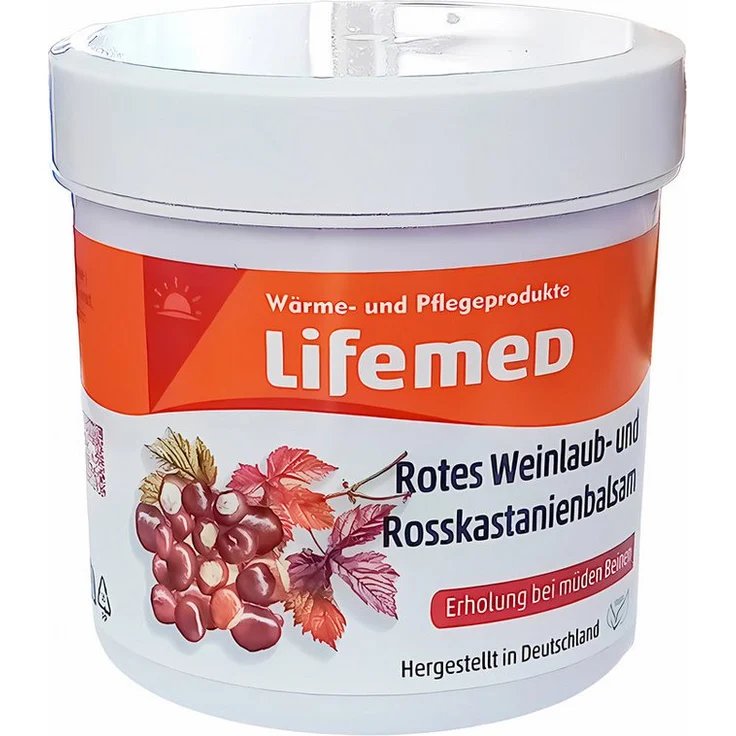 LifeMed Körpercreme ROTES WEINLAUB und ROSSKASTANIEN BALSAM, 250ml Fuß- und Beincreme mit pflegenden und vitalisierenden Eigenschaften