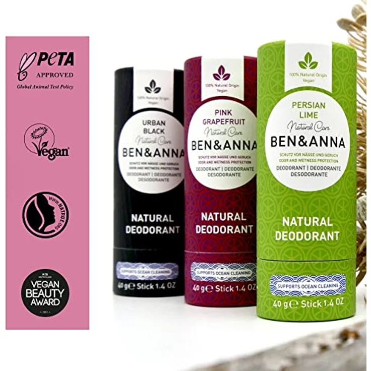 BEN&ANNA veganes Papertube Deo PINK GRAPEFRUIT | zertifizierte Naturkosmetik Deocreme | plastikfreies Deodorant 40g – Bild 3