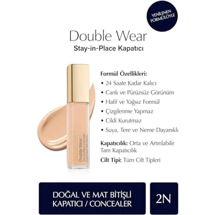 Estée Lauder Double Wear Stay-in-Place Concealer, langanhaltender Korrektor für Damen, hochpigmentiert, Farbton 2N, 12 ml – Bild 1