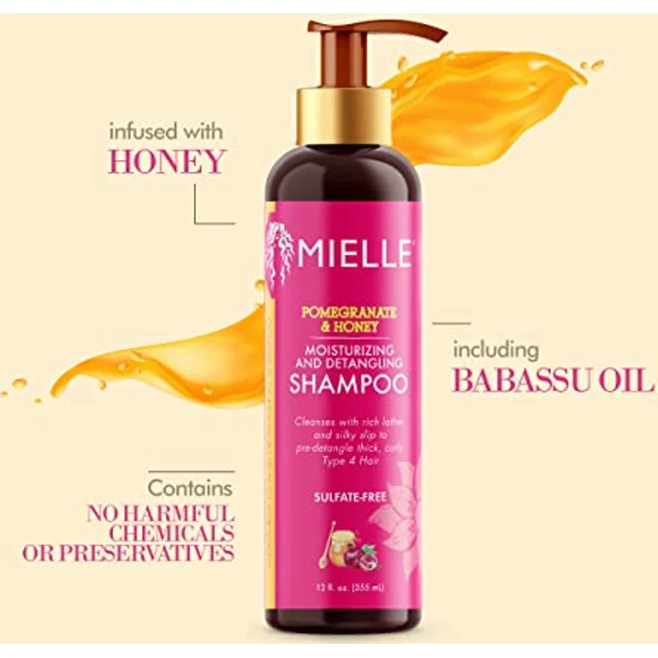 Mielle Le Pomegranate & Honey Moisturizing and Detangling Shampoo, 355 ml, für glänzendes und geschmeidiges Haar, ohne schädliche Chemikalien – Bild 3