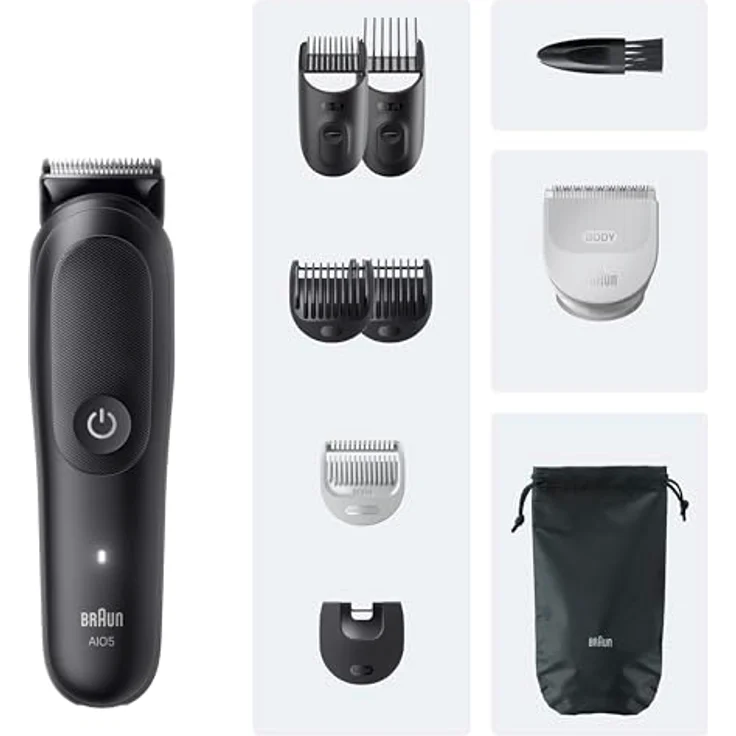 Braun AIO5540 Haarschneidemaschine Schwarz 14 Lithium-Ionen, 9-in-1 Grooming Kit, SkinGuard Technology, 100% Waterproof – Bild 7