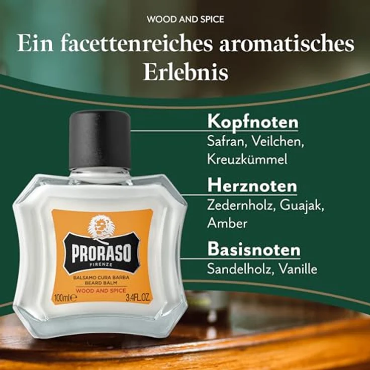 Proraso Bart Balsam Wood and Spice Bartpflege für Herren mit ätherischen Ölen 100 ml, für Geschmeidigkeit und Kämmbarkeit, mit ätherischen Ölen, Reduziert Juckreiz – Bild 2