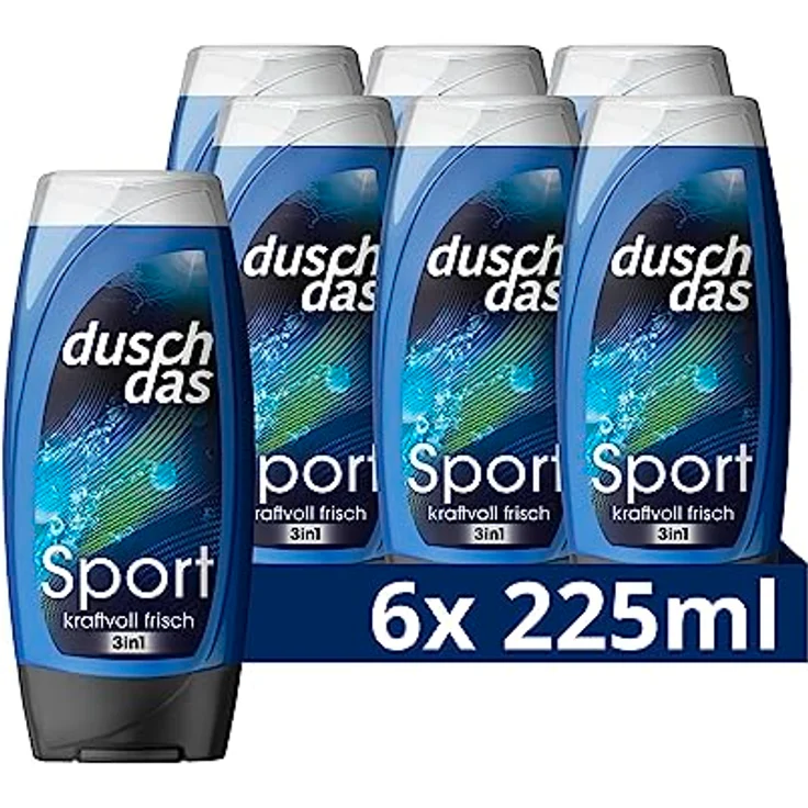 Duschdas 3-in-1 Duschgel & Shampoo Sport Duschbad mit Fresh-Energy-Duftformel 225 ml, kraftvoll-frischer Duft nach Zitrusfrüchten – Bild 1