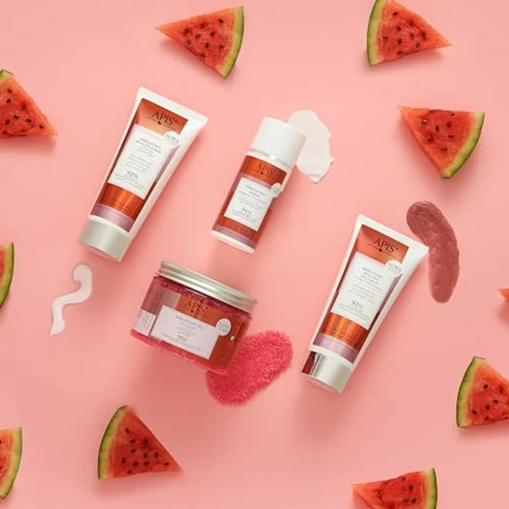 Apis Watermelon Refreshment, Körperpeeling mit vulkanischer Lava, 93% natürliche Inhaltsstoffe, 200ml – Bild 4