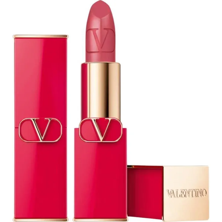 Valentino Rosso Satin Finish Cream Lipstick 104r, nachfüllbar, 35 g, satinierter Lippenstift mit intensivem Farbton