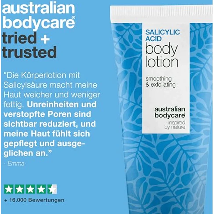 Australian Bodycare Bodylotion mit Salicylsäure, BHA, Niacinamid und Hyaluronsäure – gegen Unreinheiten, trockene und fettige Haut, 300 ml – Bild 5