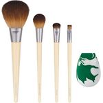 EcoTools Core Five Make-up-Pinsel- und Schwamm-Set, für Lidschatten, Rouge, Bronzer, Eyeliner und Foundation, Make-up Blending Schwamm, Pinsel Essentials, 5-teiliges Set
